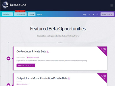 Betabound website screenshot