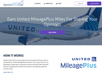 Opinion Miles Club website screenshot